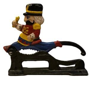 Nutcracker, Cast Iron, Hand Painted, "5.5 x 5" Blue/Red/Yellow, Christmas, Decor